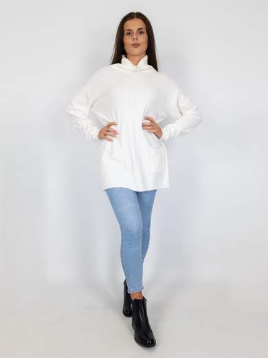 Z Studio Maglia Lunga Per Leggings Collo Alto Maxi Maglione A Dolcevita