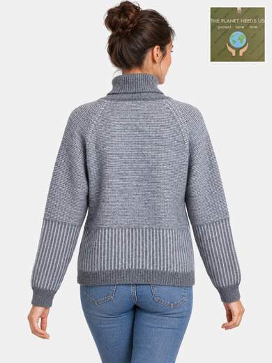 Pullover dolcevita con lavorazione jacquard mélange
