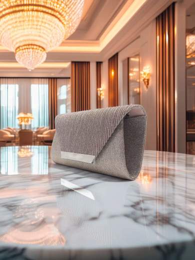 MICHELLE MOON Pochette glitterata rosa scuro con tracolla removibile XX3483-ROSA-SCURO