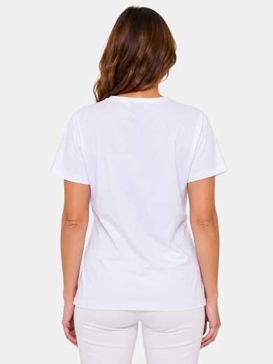 Women's Cotton T-Shirt with Floral Print and Lurex E109-26