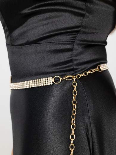 Cintura Gioiello Elegante con Strass Rombi e Catenella Regolabile