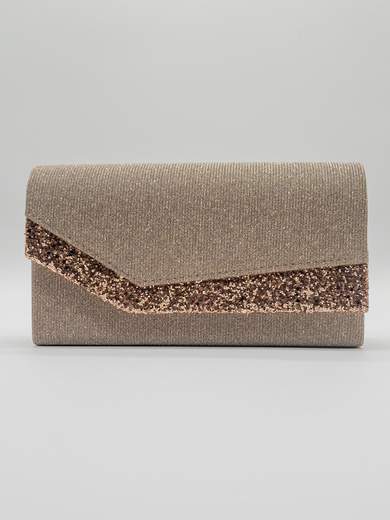 Bronze Lurex Evening Clutch with Glitter Flap