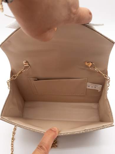 Pochette Oro Glitterata da Cerimonia con Fiocco di Strass HL3499-oro