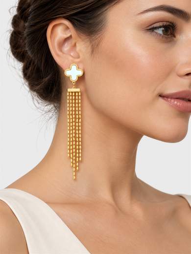 18K Gold Plated Stainless Steel Fringe Drop Earrings