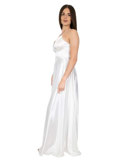 Abito Da Sposa Economico Lungo Cerimonia In Raso Low Cost Bianco