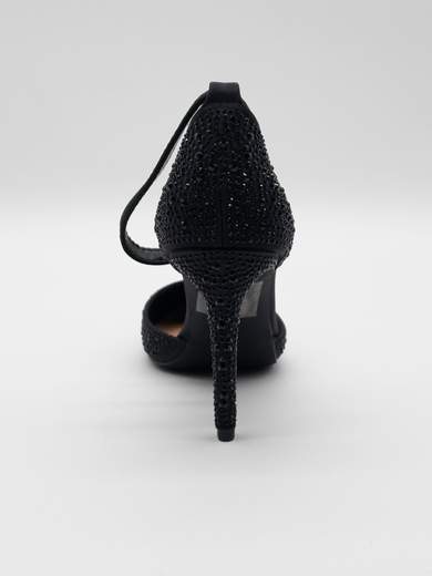 Black Formal Pumps with Rhinestones and 9 cm Heel A71-819-NERO