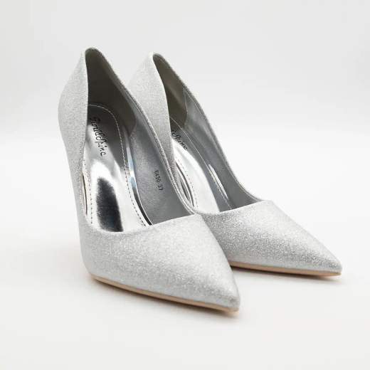 FIORI E SPINE Décolleté argento glitter con tacco 11 cm 8430-ARGENTO