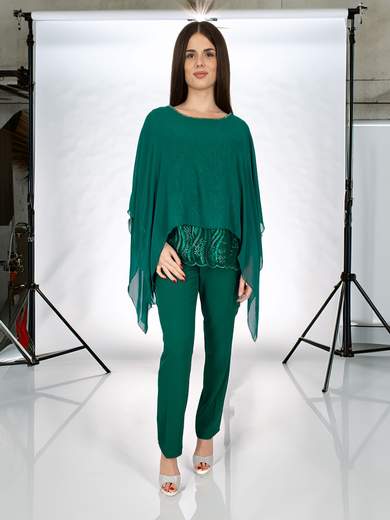 Romeo Gigli Curvy Completo Cerimonia Elegante Donna Curvy con Casacca Mantella e Pantalone R-800