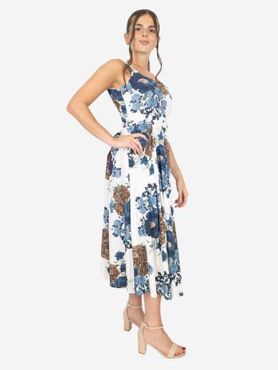 Kesy Abito svasato donna fantasia floreale con cintura Made in Italy FH_12544