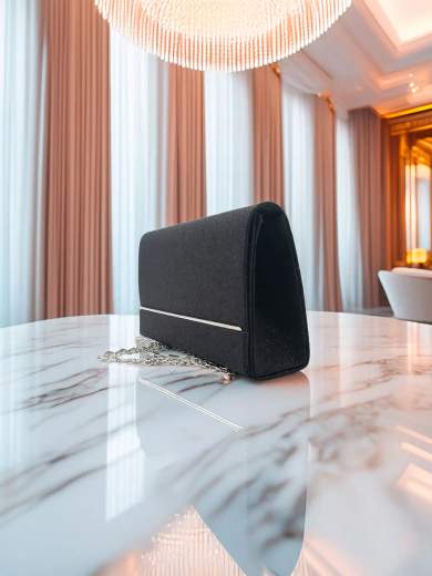 JESSICA Borsetta a Mano Nera Glitterata con Tracolla A-2500-NERO