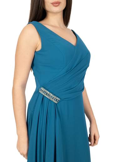 Abito lungo da cerimonia stile impero elegante con stola inclusa