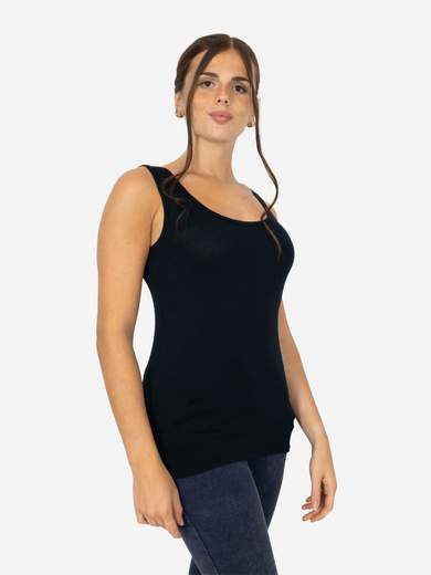 Slim Fit Women’s Tank Top with Wide Straps in Stretch Viscose