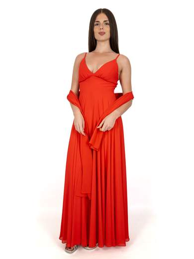 TWINS Abito Lungo Cerimonia Elegante Donna Stile Impero Con Stola