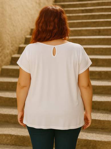 Curvy Girl Curvy viscose T-shirt with rhinestone print – Sizes 46-52 19053-F