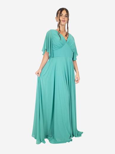 Bianca Brandi Curvy Abito da cerimonia lungo curvy con manica e stola in chiffon 29401M