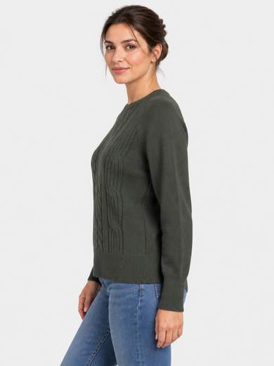Soft Crew-Neck Sweater with Textured Front