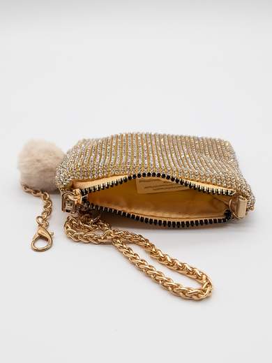 Mini Pochette Oro con Strass Porta Monete e Documenti V6064-oro