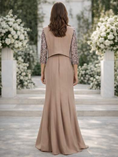 JEAN CRYÒ Abito Lungo a Sirena con Giacca e Corpetto in Paillettes 35484