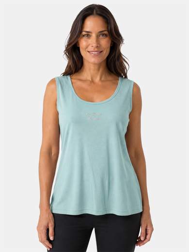 Women's Cotton Tank Top Perlarara with Rhinestones