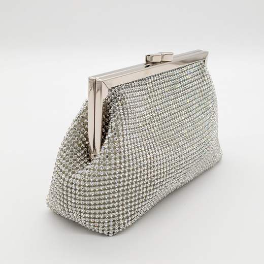 MICHELLE MOON Pochette da Cerimonia in Argento con Strass e Tracolle V6056-ARGENTO