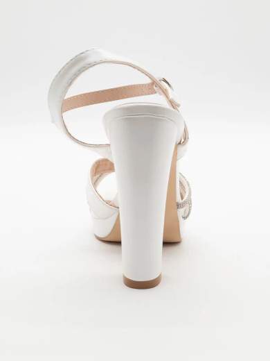 Chiara Foscari Sandalo da cerimonia bianco con strass e tacco largo A37-386-BIANCO