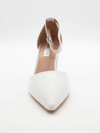 Décolleté bianca con cinturino e tacco largo 8,5 cm