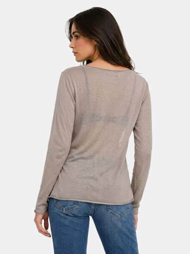 Basic Lightweight Cotton Top with Faux Raw Edge