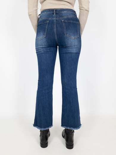 3D Denim Jeans A Zampa Crop Donna Elasticizzati Pantaloni Denim Slim