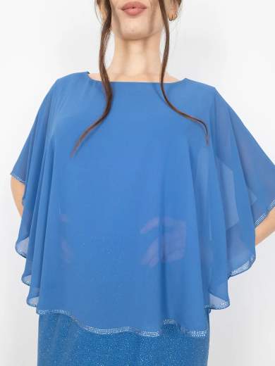 Sologioie Curvy Abito da cerimonia corto curvy con mantella in chiffon YSE990TU4376