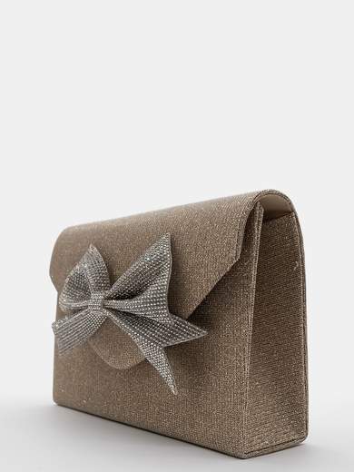 Pochette Oro Glitterata da Cerimonia con Fiocco di Strass HL3499-oro