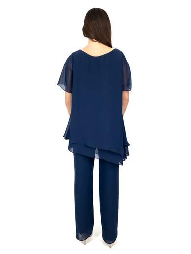 Bianca Brandi Curvy Completo Pantalone Elegante Donna in Chiffon Taglie Forti