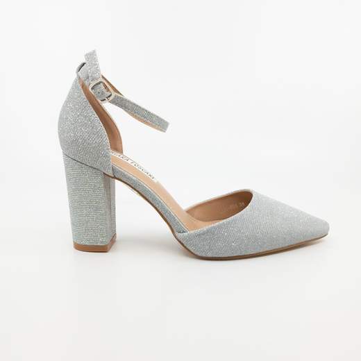 CHIARA FOSCARI Décolleté Argento Glitterato con Tacco Largo e Cinturino A31-055-ARGENTO