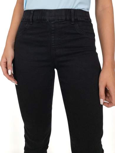 Jeggings Donna Neri A Vita Alta Con Elastico Emanuela Costa