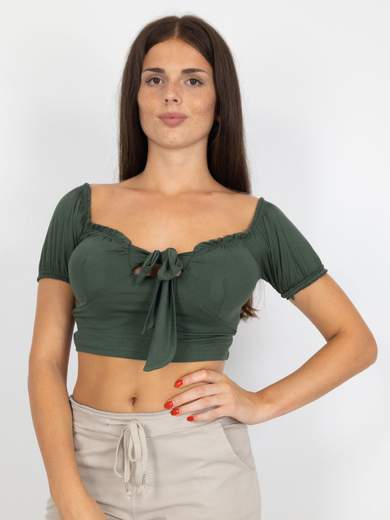 Bucle Top Corto Donna Scollo A Cuore In Viscosa Estivo E Pancia Scoperta