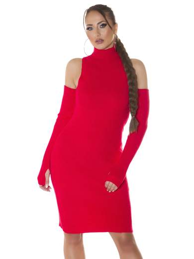 KOUCLA Abito Sexy in Maglia Fine con Guanti e Collo Alto 0000PU6812