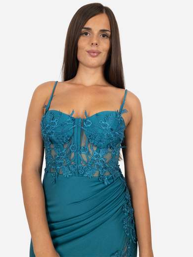 Abito da cerimonia a Sirena Elegante con Corpetto in Pizzo e Spacco