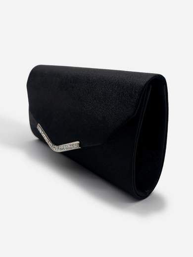 Elegant Black Evening Clutch with Rhinestones and Chain Strap