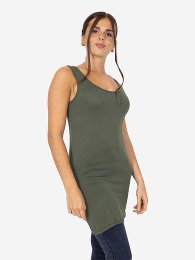 Women's Long Slim Fit Tank Top – Basic Stretch Viscose Model