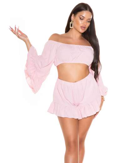 KOUCLA Completo Coordinato Top e Shorts con Volant 0000SET62108