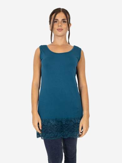 Canotta Lunga Curvy con Pizzo per Donna – Morbida e Comoda