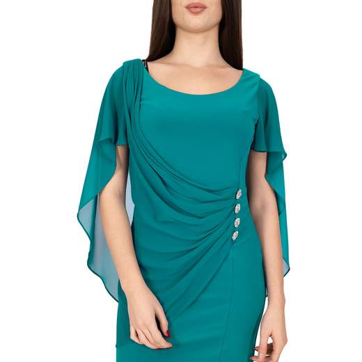 Tubino da cerimonia in chiffon con dettagli gioiello – Eleganza e raffinatezza