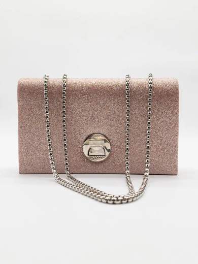 MICHELLE MOON Pochette Nude Glitterata con Tracolla in Catena HD1283-NUDE