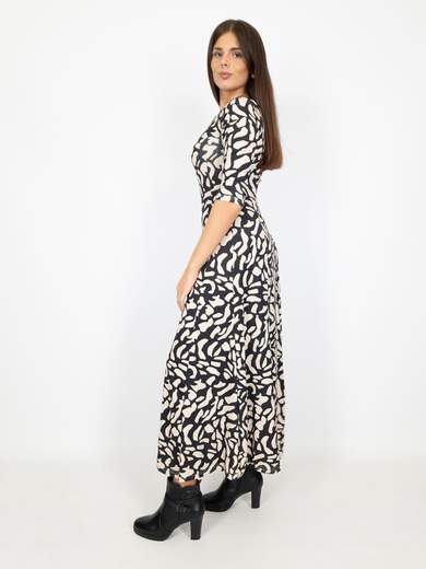 Bucle Vestito Lungo Donna A Fantasia Casual Manica Tre Quarti