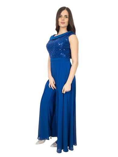 Tuta Elegante da Cerimonia con Corpetto in Paillettes e Pantalone Doppio