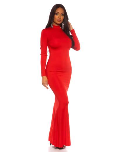 Abito Lungo con Schiena Scoperta e Maniche Lunghe – Eleganza Seducente