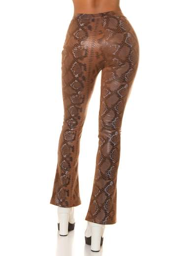 High-Waisted Bootcut Faux Leather Snake Print Pants