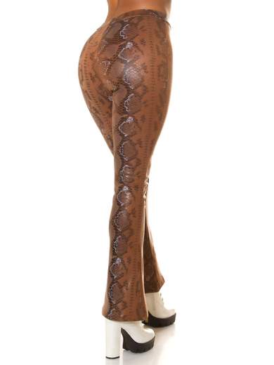 High-Waisted Bootcut Faux Leather Snake Print Pants