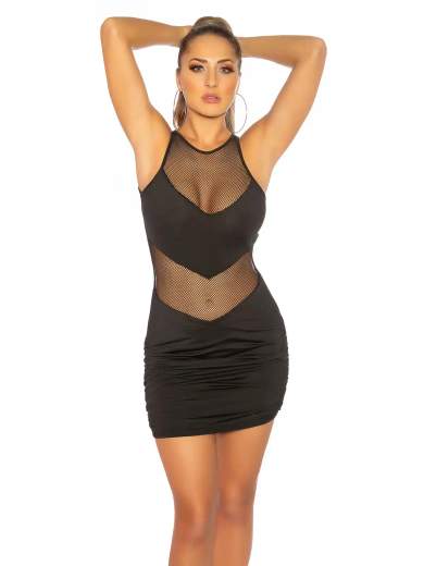 Mini abito sexy con rete trasparente – Donna