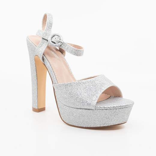 CHIARA FOSCARI Sandali Argento Cerimonia Eleganti Con Plateau E Tacco Largo AHH-136-ARGENTO