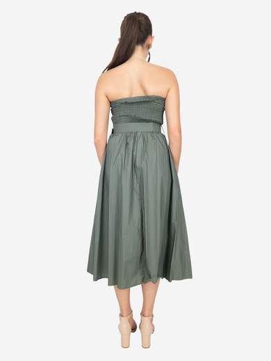 Women's cotton summer dress with belt – Strapless